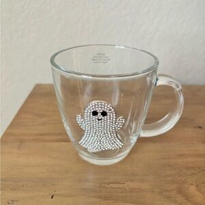 Rhinestone Ghost Hallowen Glass Mug